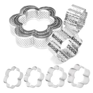 Ensemble de découpoirs à biscuits en acier inoxydable perforé 304ss, formes de fleurs et rondes pour la pâtisserie et le fondant - Product Image 2