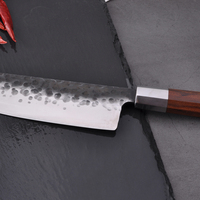 Couteau de cuisine et d'extérieur multifonctionnel professionnel en acier inoxydable avec manche en bois d'olivier et lame en céramique