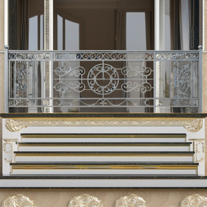 Rampe d'escalier moderne en fonte robuste pour balcon, sans cadre, résistante à la rouille, aux UV et à l'eau, gris lisse - Product Image 1