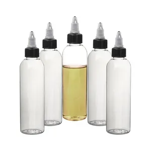 1 Oz 3Oz 15Ml 20Ml 50Ml 60Ml 250 Ml Clear Round Pet Plastic Cosmetic Squeeze Applicator Bottles for Hair Oil