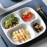 Plateaux repas de 10,2 pouces, 4 compartiments, dessert, salade, service, assiettes divisées en mélamine