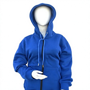 Sweat à capuche uni en molleton brossé bleu roi de qualité supérieure, délavé à l'acide, imprimé sur mesure, style streetwear, fournisseur de vêtements en gros - Product Image 1