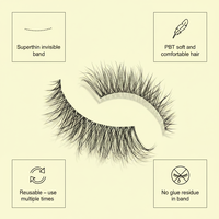 Cils en fibres PBT de qualité supérieure, bande transparente, bande ultra-fine, cils d'apparence naturelle pour le marché américain