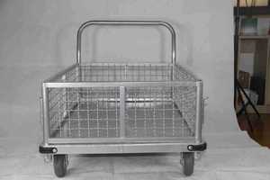 durable fixed mesh fence four wheel cart warehouse cargo moving <b>trolley</b> logistics delivery haul hand cart - Product Image 6