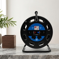 Enrouleur de câble industriel longue portée 50m, 4 prises 220V, multiprise avec protection thermique, alimentation verticale robuste
