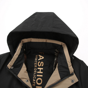 Giubbotto Blouson Invernale da <span class=keywords><strong>Uomo</strong></span> con Isolamento Termico in Grafene Collo Alto Motivo a Lettere Logo Frontale Cappuccio Staccabile Spesso Stile Casual - Product Image 5