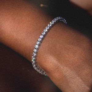 Bracciale Tennis <span class=keywords><strong>in</strong></span> <span class=keywords><strong>Argento</strong></span> Sterling <span class=keywords><strong>925</strong></span> Placcato Oro Bianco con Zirconi Blu da 2,5mm per Donne - Product Image 6