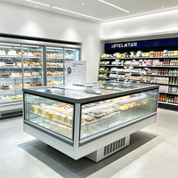 Congélateur îlot entièrement transparent robuste avec éclairage LED interne pour l'affichage de fruits de mer surgelés en hypermarché – Fournisseur direct usine