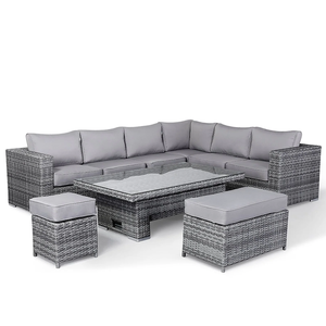 Waterproof Modern Design Rattan L-<strong>Shape</strong> <strong>All</strong>-Weather Garden <strong>Sofa</strong> <strong>Set</strong> for Courtyard Hotel &amp; Park Use Powder Coated Metal Frame - Product Image 2