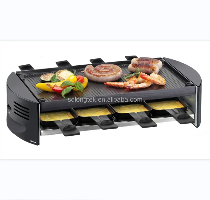 8-persoons Raclette Feestgrill Met Omkeerbare Gegoten Aluminium Antiaanbakgrillplaat