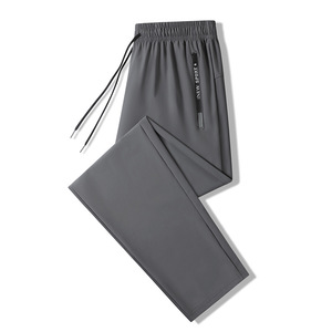 Pantalon décontracté pour homme en soie glacée, coupe ample, taille élastique avec cordon de serrage, léger pour l'été – Vente en gros - Product Image 3