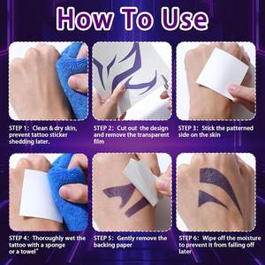 <span class=keywords><strong>Tatuaggi</strong></span> Luminosi <span class=keywords><strong>Anime</strong></span> con Rune Magiche, Adesivi Temporanei Impermeabili per Cosplay, Costumi, Trucco per il Corpo - Product Image 5