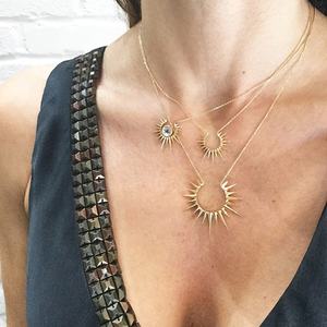 Gemnel all'ingrosso riciclato gioielli da donna in argento Sterling alla moda <span class=keywords><strong>oro</strong></span> <span class=keywords><strong>collana</strong></span> <span class=keywords><strong>sole</strong></span> splendente - Product Image 2