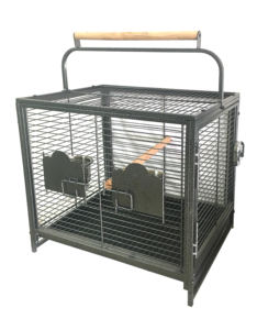 Toptan katı desen ferforje Metal evcil hayvan taşıyıcı küçük hayvanlar seyahat kafes kuşlar papağan tavşan seyahat ev kolu ile - Product Image 3