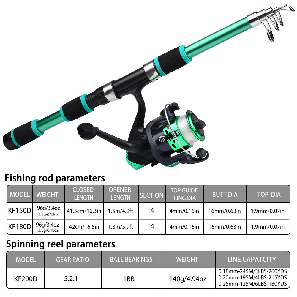 fishing rod+fishing reel-D Green
