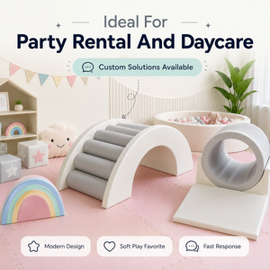 Arche de jeu souple personnalisée grise et arc-en-ciel pour tout-petits, équipement d'escalade intérieur pour garderies et location d'équipements de fête - Product Image 2