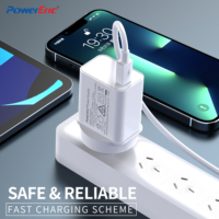 Cargador de Pared USB C con Enchufe AU PD0202 20W, Cargador Rápido PD con Puerto USB C Único, Blanco, para iPhone y Samsung
