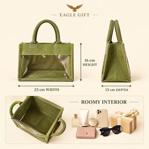 Custom Logo Linen Jute <b>Beach</b> <b>Bag</b> with Clear PVC Window Portable Summer Holiday Shopping Tote Handbag for Women Daily Travel Trip - Product Image 5