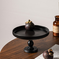 Plateau à fruits moderne en céramique à pieds hauts, rayures, finition mate écologique, décoration d'intérieur, ornement de table à collation/café, salon