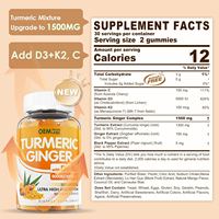Gommes au curcuma et au gingembre sans sucre d'usine Gommes au curcuma végétaliennes avec poivre noir vitamine D3 et K2 (MK7) soutient le confort osseux