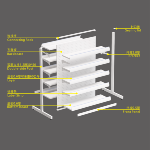 2025 עיצוב חדש מתכתי אור מדפים גונדולה עם מדפי גונדולה תצוגה אחסון עבור קמעונאות - Product Image 6