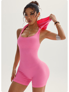 Tuta intera da yoga senza maniche con cappuccio da donna, a costine, aderente, ad asciugatura rapida, per fitness e allenamento sportivo, in offerta speciale - Product Image 3