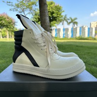 Sepatu Desainer High-top Kulit Asli Sol Tebal Hitam Tali Sepatu Datar Gaya Jalanan Unisex Sneakers Kulit Mewah Sepatu Kasual