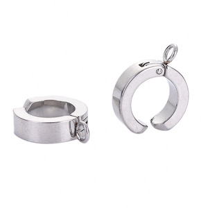 Stainless Steel Thick Hoop <b>Cuff</b> <b>Earrings</b> 14x15mm Unisex Geometric Round Everyday Wear - Product Image 5