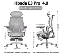 Chaise de bureau et de gaming ergonomique moderne Hbada E3 PRO 4.0 Structure Master Mesh pour ordinateur et course automobile