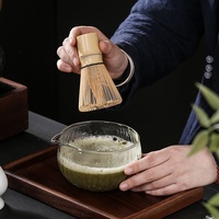 Bol à matcha japonais, bol à thé en verre martelé et accessoires pour service à thé en verre, bol en verre transparent.