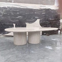 Table basse moderne en pierre naturelle pour salon, table à thé en travertin, vente en gros