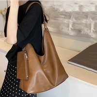 Sac fourre-tout vintage en PU pour femme, grande capacité, couleur unie, résistant à l'eau, doublure en polyester, automne-été