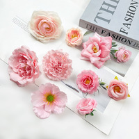 Groothandel 8cm Roze Kunstbloemen Hoofden DIY Bloemassortiment Kit voor Bruiloft Fotografie Afstudeerhoed Haaraccessoires