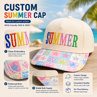 Casquette de baseball sportive Dymf à 5 panneaux, motif étoile multicolore arc-en-ciel, bord structuré, couronne haute, broderie 3D personnalisée