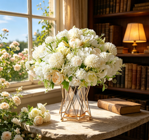 HNVNER Fleurs <span class=keywords><strong>de</strong></span> lys en soie modernes faites à la main, 2 bouquets, blanc, grandes compositions florales pour mariage, Saint-Valentin, remise <span class=keywords><strong>de</strong></span> diplôme, hôtel - Product Image 2