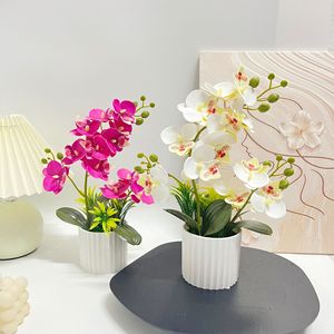 Orquídea Artificial de Alta Calidad <span class=keywords><strong>con</strong></span> 2 Ramas <span class=keywords><strong>y</strong></span> 12 <span class=keywords><strong>Flores</strong></span>, Ramo de Phalaenopsis en Maceta, Flor Artificial Simulada para Decoración del Hogar <span class=keywords><strong>y</strong></span> Bodas - Product Image 3