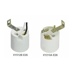 E26/E27 porcelain lamp holder bulb holder with steel bracket cable good price light socket lamp fitting ceramic lamp base