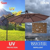 Parasol de plage extérieur avec éclairage solaire LED, grand parasol banane pour patio, mobilier de jardin suspendu, parasol déporté