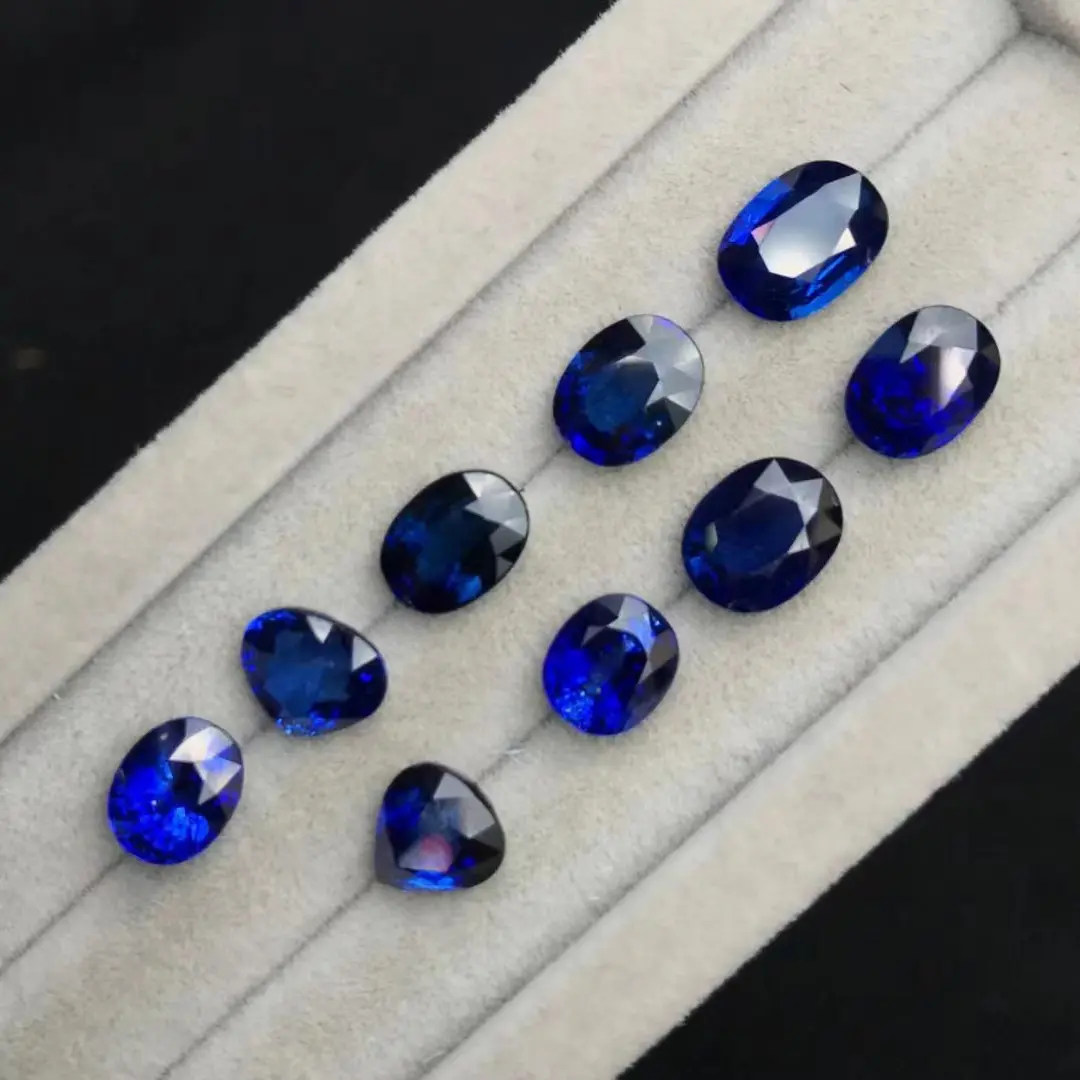 Natural Blue Sapphire genuine precious gemstone for jewelry oval / pear / round / cushion / heart cutting natural blue sapphire