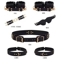 Menottes en cuir et peluche HENGHAO, ceinture de cuisse et collier, dispositifs de retenue BDSM pour adultes, pour jeux sexuels et SM