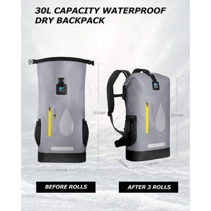 Free sample Waterproof Backpack - Heavy Duty Hiking Backpack - Roll-<b>Top</b> Closure - Waterproof Bag - Cushioned Dry Bags - Product Image 4