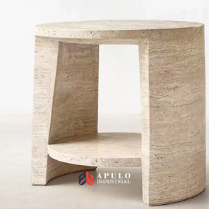 Apulo Bol et <span class=keywords><strong>plateau</strong></span> bas en marbre beige moderne résistant à l'eau avec bord biseauté pour usage hôtelier Garantie 1 an - Product Image 4