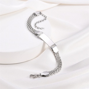 Custom Bracelet <b>Engraved</b> Gold Plated Stainless Steel Blank Charm Bracelets for Women - Product Image 4