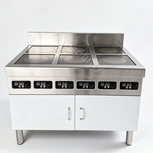 Bain-marie électrique commercial 6 zones avec armoire en acier inoxydable et plaque à induction pour la restauration - Product Image 3