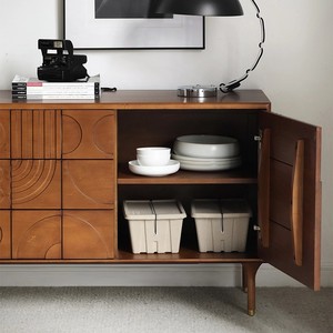 ארון צד קיר אלגנטי בסגנון אמצע המאה, עץ בוק מלא, 5+ מגירות, עיצוב תעשייתי, מתאים לבית, בר, מלון, סלון - Product Image 3