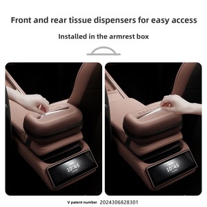 Boîte à mouchoirs de luxe pour voiture en cuir PVC avec sangle de suspension – Rangement pour console centrale, <span class=keywords><strong>accoudoir</strong></span> et dossier de siège – Accessoire intérieur - Product Image 4