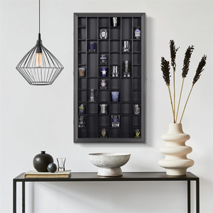 17 "x 32" Accessoires de barre de porte en verre Verrerie miniature à collectionner <span class=keywords><strong>Vitrine</strong></span> <span class=keywords><strong>murale</strong></span> noire en verre à liqueur - Product Image 4