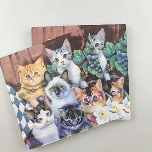 ผ้าเช็ดปากกระดาษค็อกเทลตกแต่ง3ชั้นลายแมวสัตว์เลี้ยงสำหรับปาร์ตี้วันหยุดงานปาร์ตี้ - Product Image 5