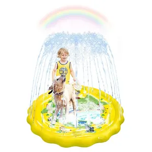 Almofada inflável para bebês, cães para natação ao ar livre em pvc, 68 polegadas, aspersor, para crianças