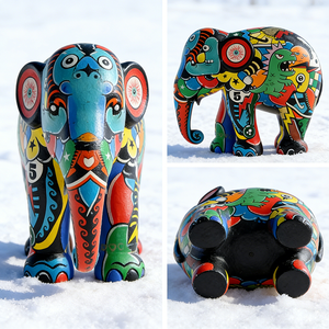 Sculpture d'éléphant peinte à la main, figurine d'art en résine pour <span class=keywords><strong>salon</strong></span> moderne - Product Image 1